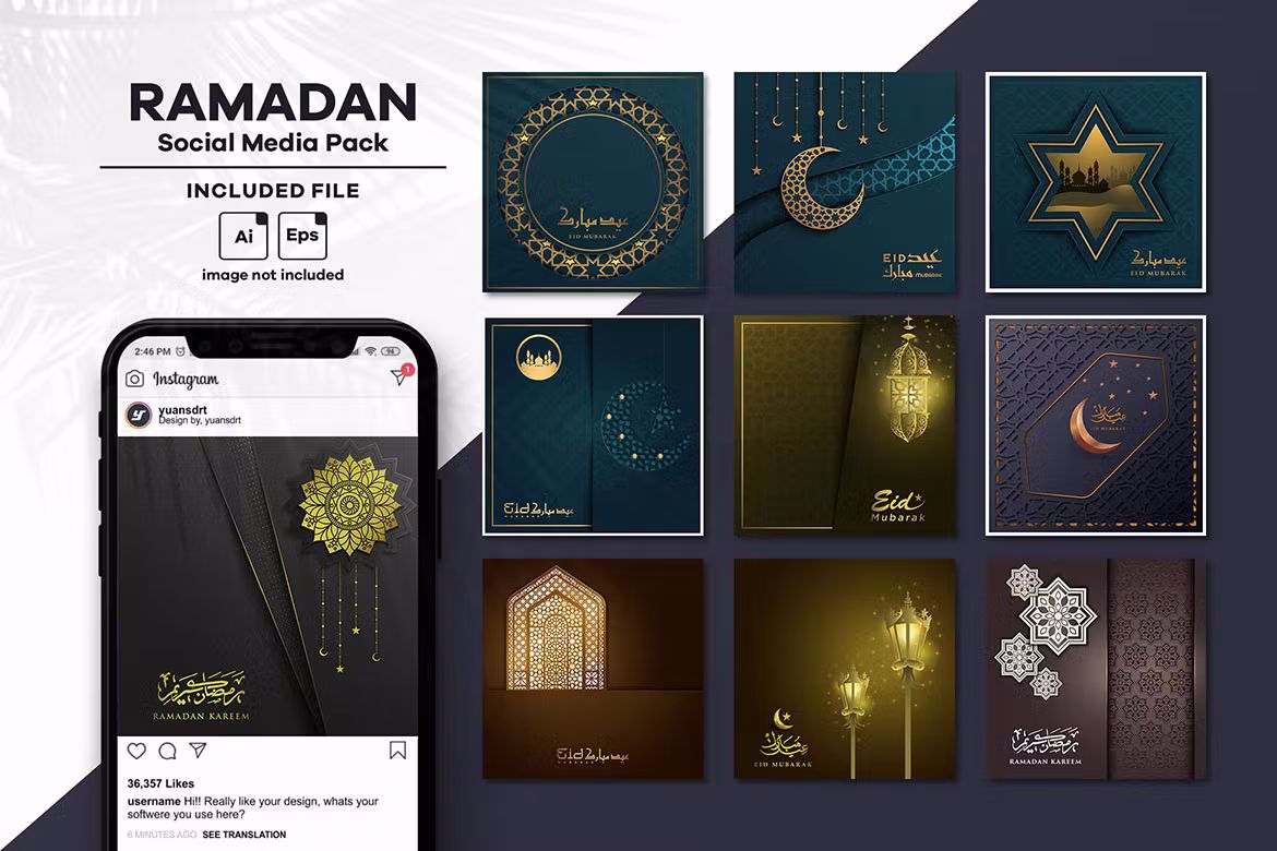 وکتور پست رمضان شبکه اجتماعی - 2