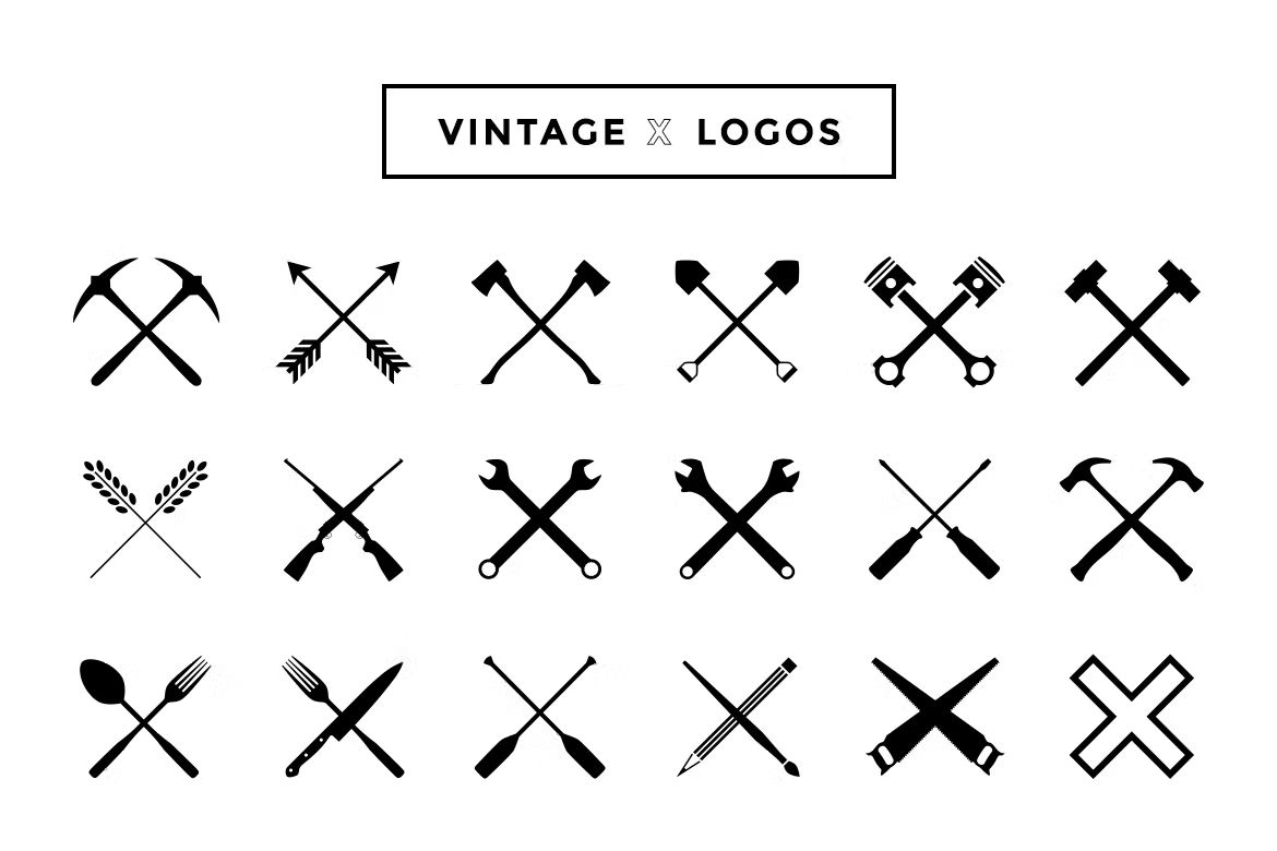 طرح لایه باز لوگو قدیمی Vintage X Logos - 5