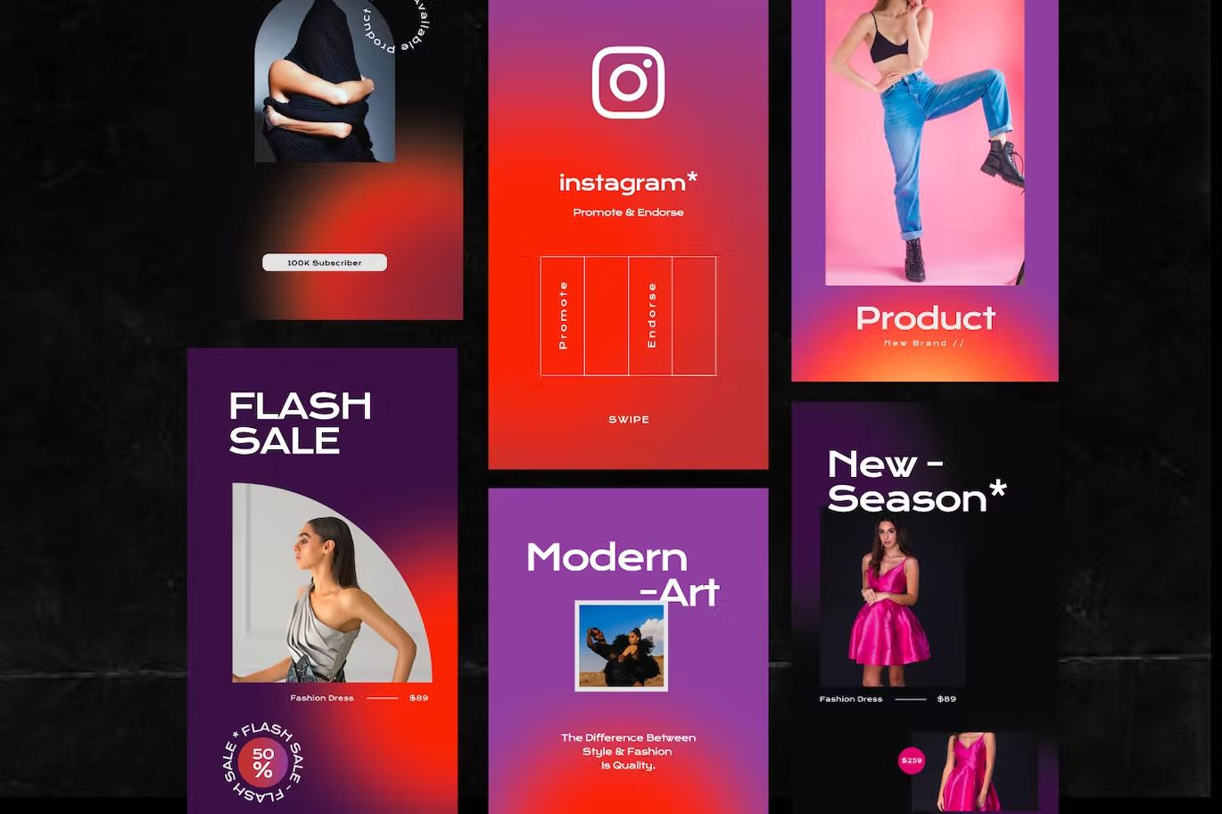 طرح لایه باز اینستاگرام Vizual - Post &amp; Story Instagram Template