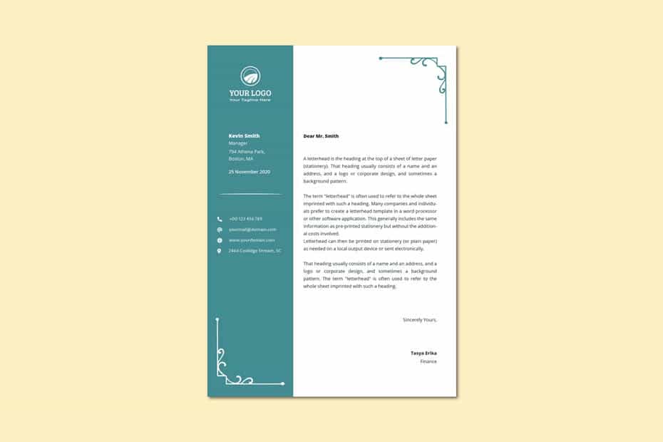 قالب آماده ورد سربرگ Word Letterhead