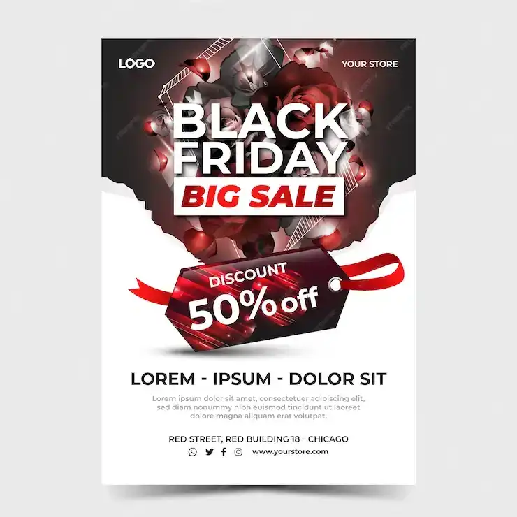 طرح لایه باز پوستر بلک فرایدی Black friday big sale elegant poster template - 1