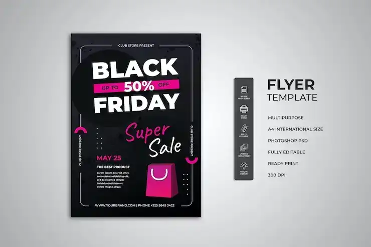 طرح لایه باز تراکت بلک فرایدی Black friday flyer 3 - 1