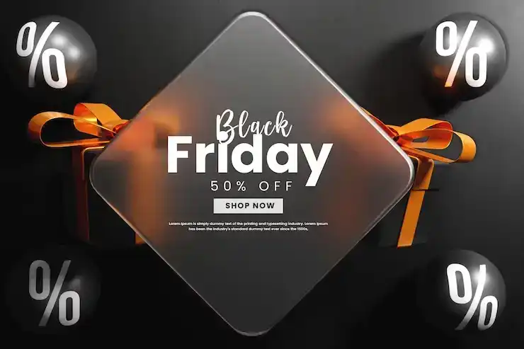دانلود طرح لایه باز بنر تبلیغاتی بلک فرایدی Realistic black friday promotional offer banner - 2 طرح لایه باز بنر تبلیغاتی بلک فرایدی - 1