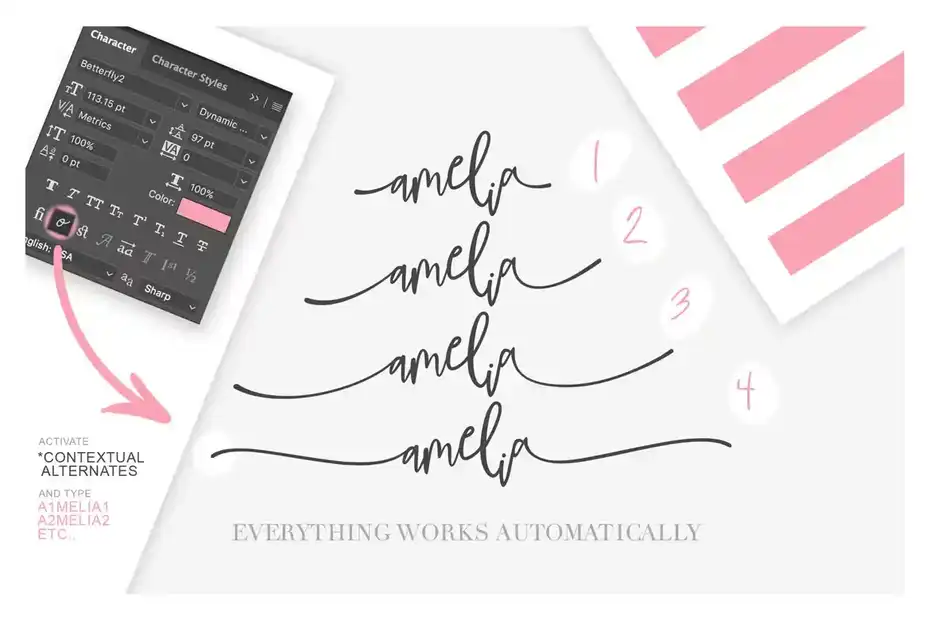 فونت انگلیسی پیوسته BetterFly 2 - Dynamic Font Duo - 17