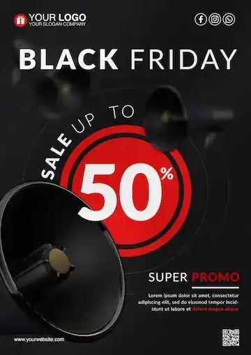 طرح لایه باز پوستر بلک فرایدی Black flyer poster template for promo sale - 1
