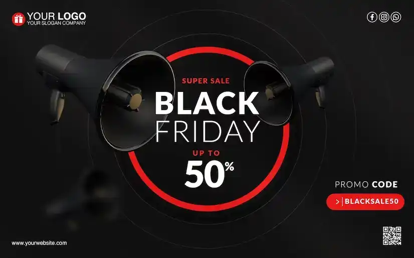 دانلود طرح لایه باز بنر بلک فرایدی Black friday banner template super sale - 2 طرح لایه باز بنر بلک فرایدی Black friday banner template super sale - 1