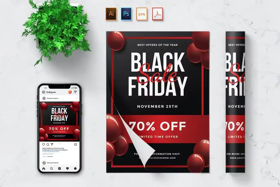 طرح لایه باز تراکت بلک فرایدی Black Friday Flyer 5 - 1