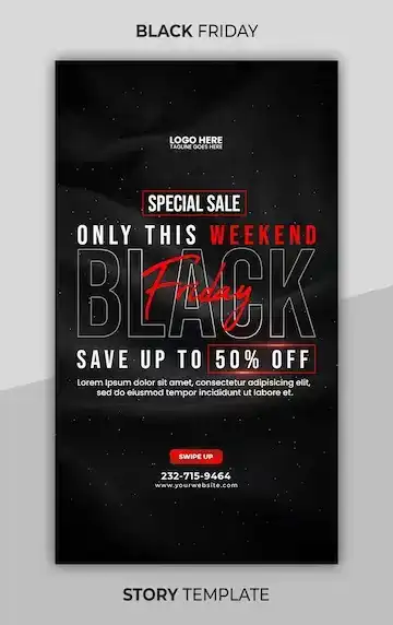 طرح لایه باز استوری اینستاگرام بلک فرایدی Black friday instagram story template - 1