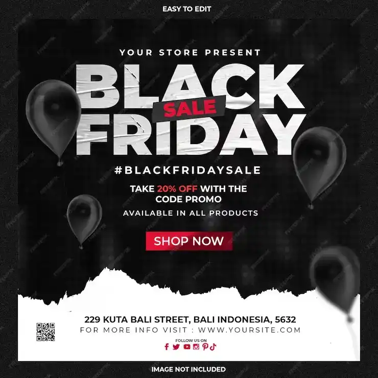 طرح لایه باز بنر بلک فرایدی Black friday sale banner - 1