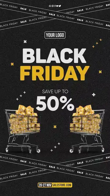 طرح لایه باز استوری اینستاگرام بلک فرایدی Black friday social media banner template special - 1