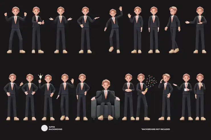 وکتور مرد Career man 3d characters - 1