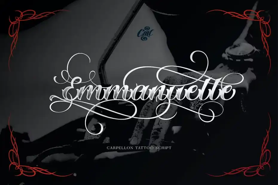 فونت انگلیسی تاتو Carpellon Tattoo Script with Ornament - 9