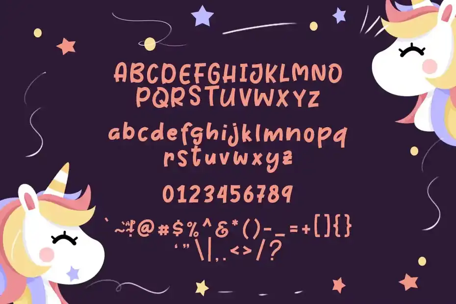 فونت انگلیسی فانتزی Cute Unicorn - 9