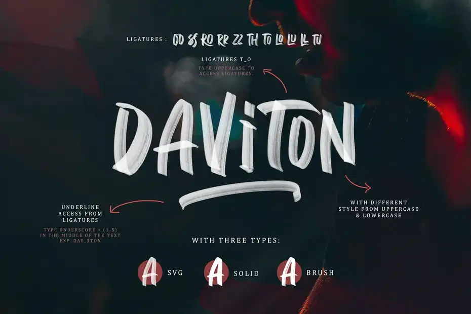 فونت انگلیسی دست نویس Daviton SVG - Freestyle Font - 3