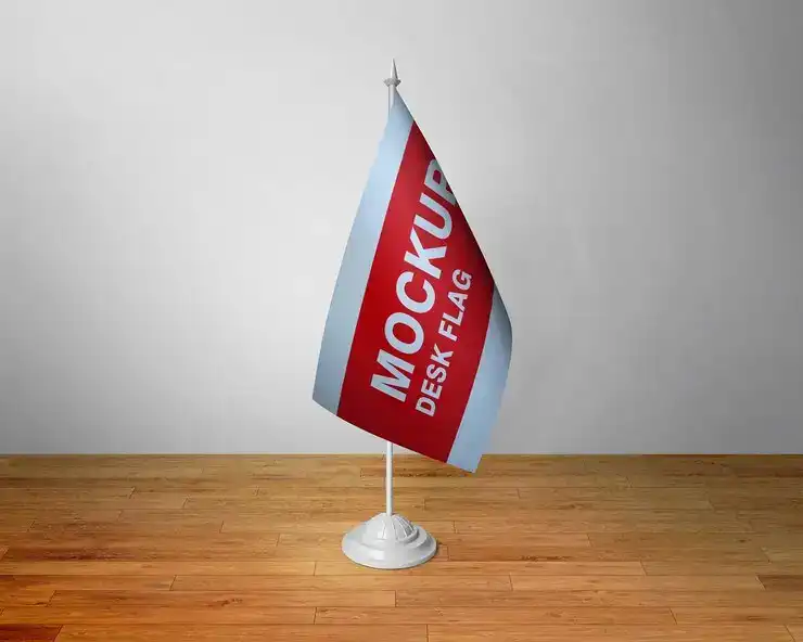 دانلود موکاپ پرچم رومیزی A desk flag that says mockup on it - 2 موکاپ پرچم رومیزی - 1