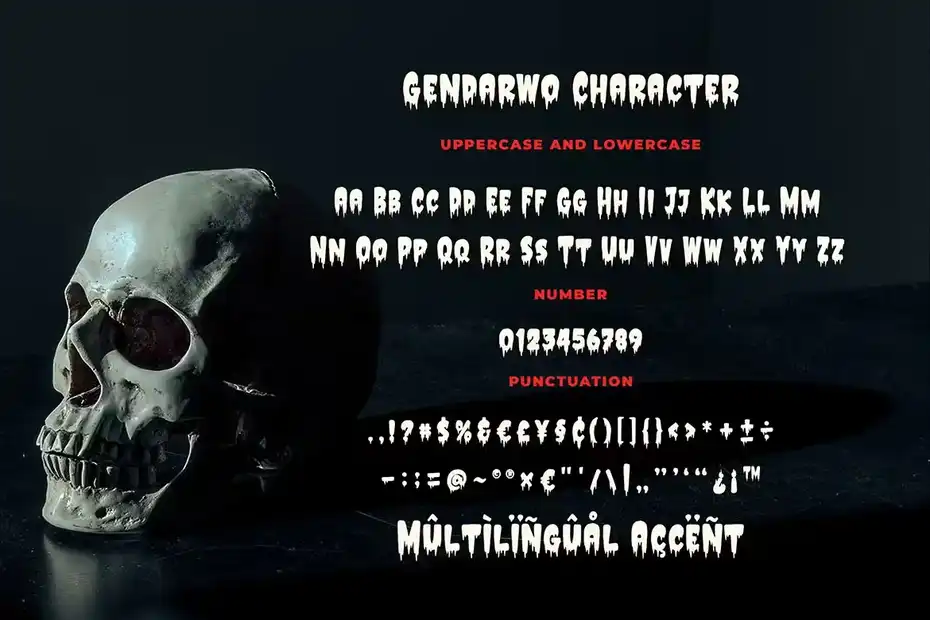 فونت انگلیسی ترسناک Gendarwo - Scary Typeface - 1