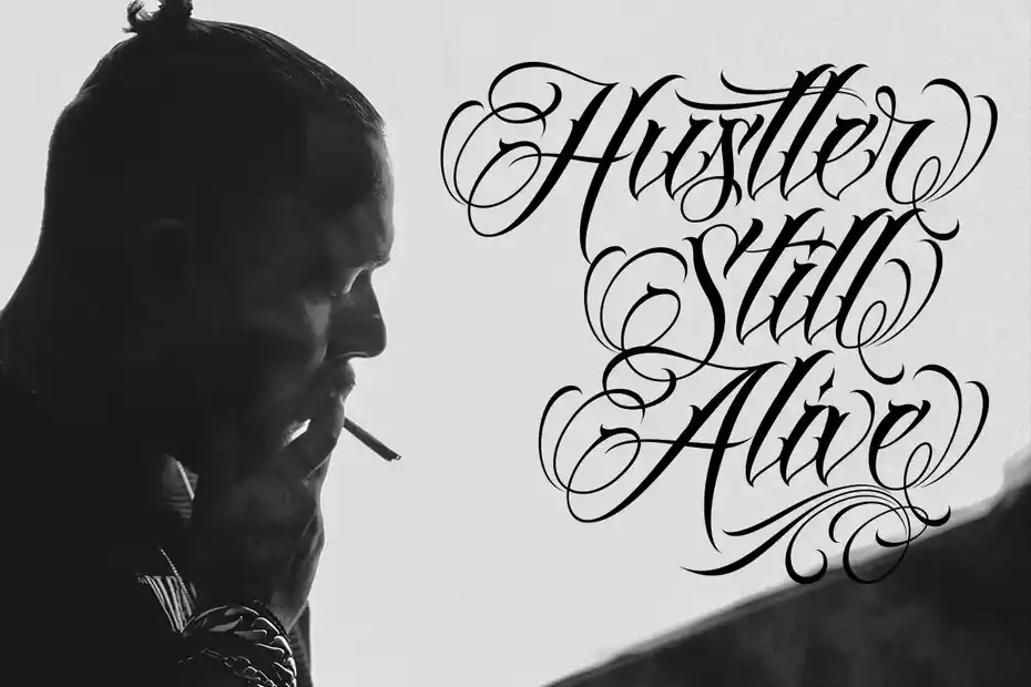 فونت انگلیسی تاتو Hustler | Tattoo Style - 4