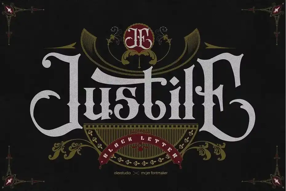 فونت انگلیسی تاتو Justile - Blackletter - 13