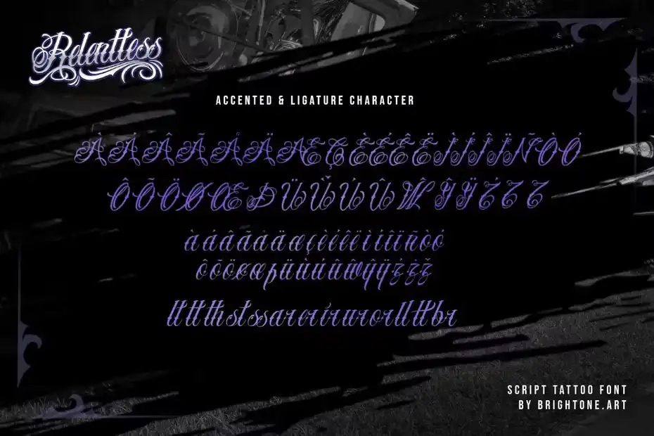 فونت انگلیسی تاتو Relentless - Tattoo Script - 1