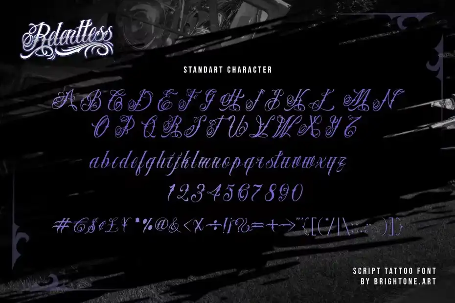 فونت انگلیسی تاتو Relentless - Tattoo Script - 5