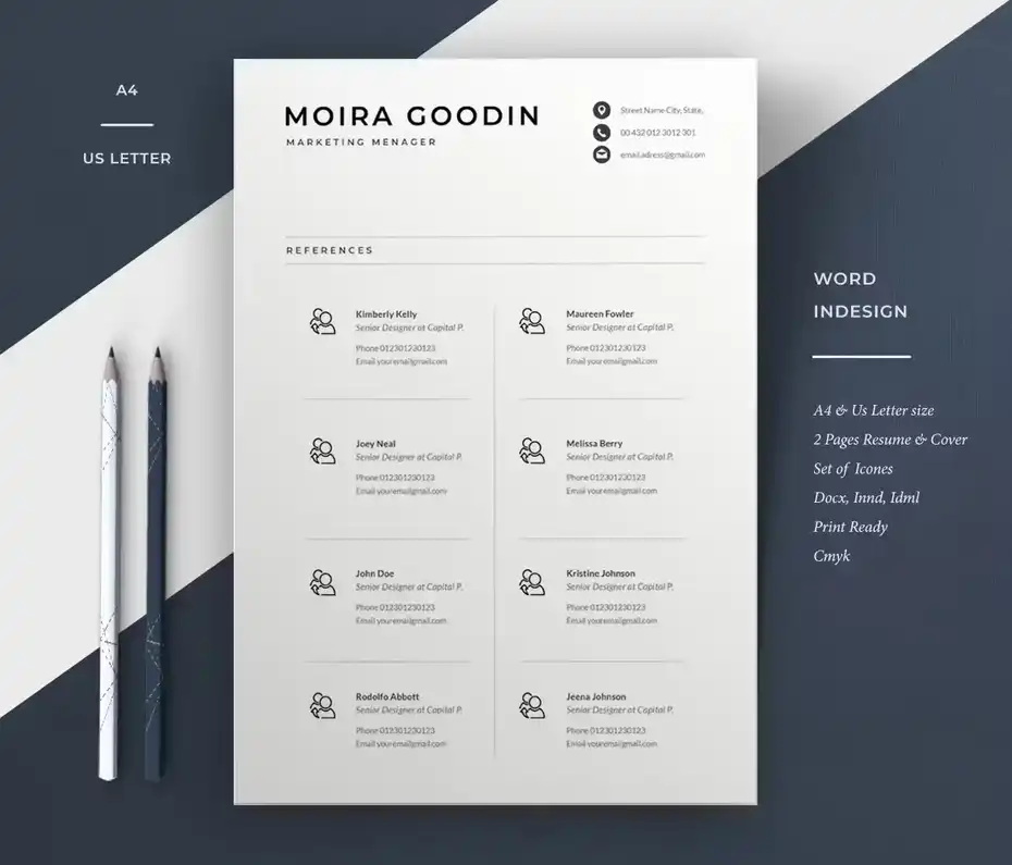 قالب ایندیزاین رزومه Resume Template | Moira - 1