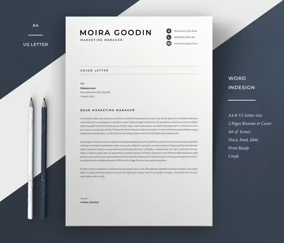 قالب ایندیزاین رزومه Resume Template | Moira - 3