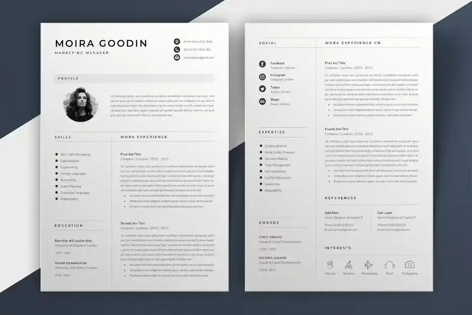 قالب ایندیزاین رزومه Resume Template | Moira - 5
