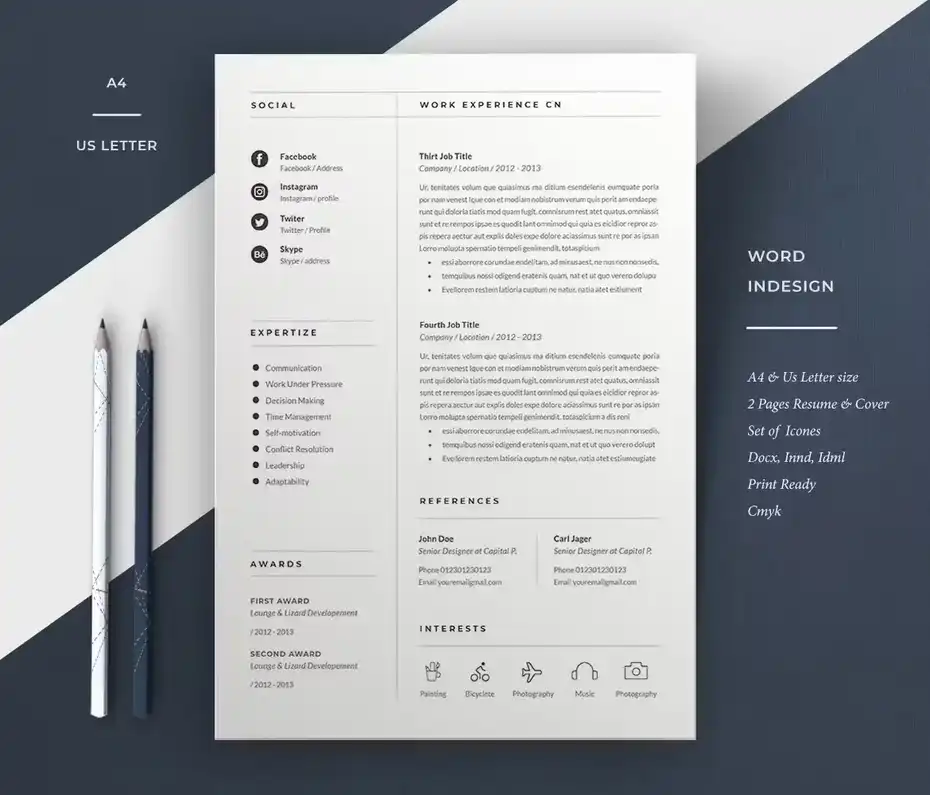 قالب ایندیزاین رزومه Resume Template | Moira - 7