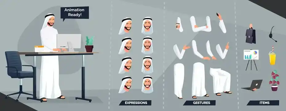 وکتور کاراکتر مرد مسلمان عرب - 1