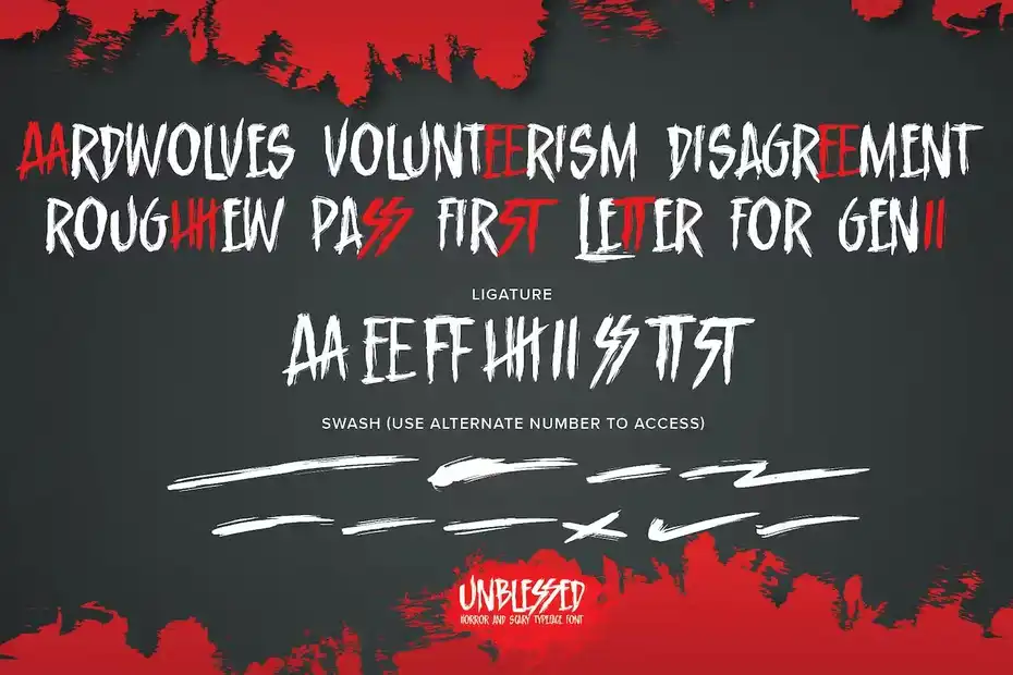 فونت انگلیسی ترسناک Unblessed - Horror And Scary Typeface Font - 7