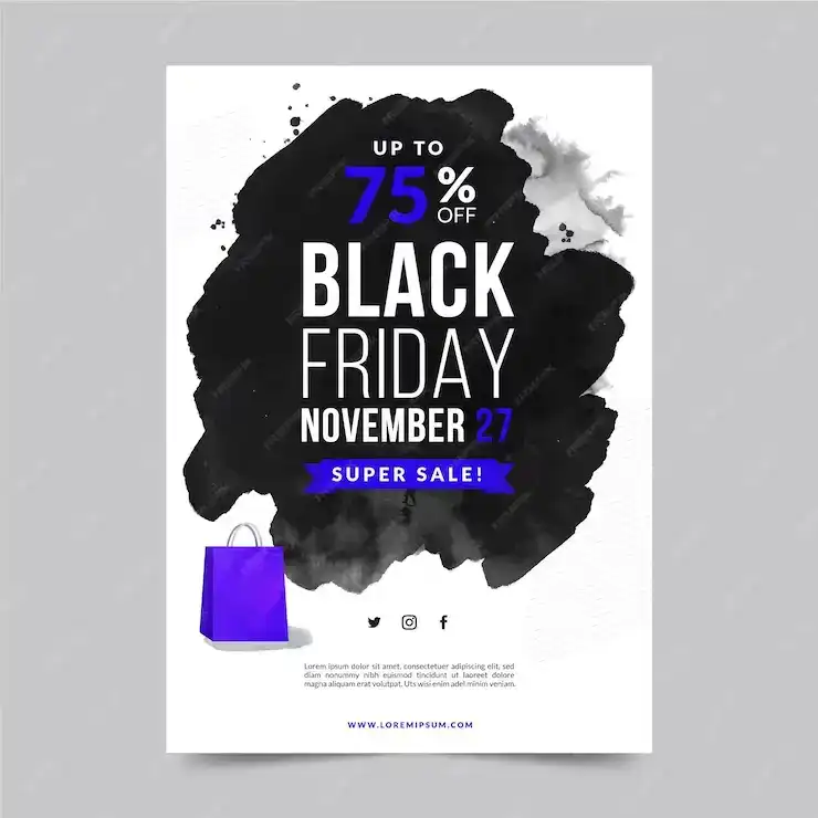 دانلود طرح لایه باز تراکت بلک فرایدی آبرنگی Watercolor stain black friday flyer template - 2 طرح لایه باز تراکت بلک فرایدی آبرنگی - 1