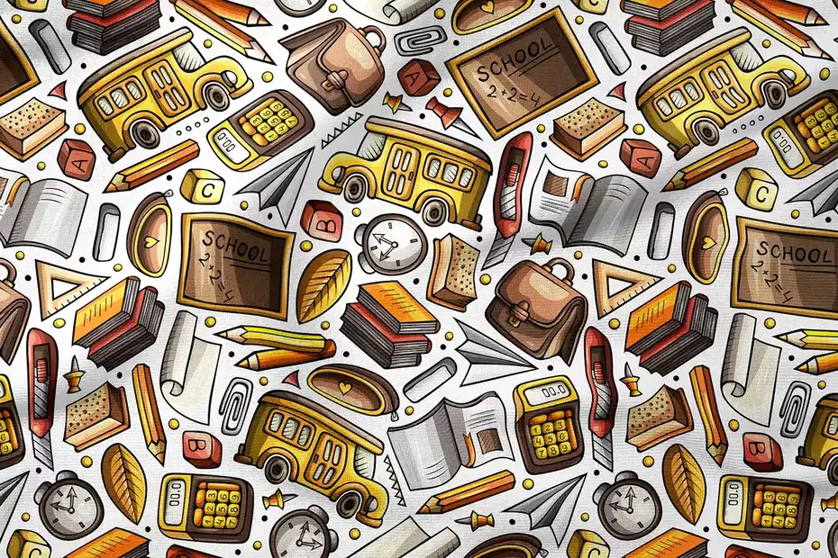 دانلود پترن بازگشایی مدرسه کارتونی Back to School Cartoon Seamless Pattern - 2 پترن بازگشایی مدرسه کارتونی - 1