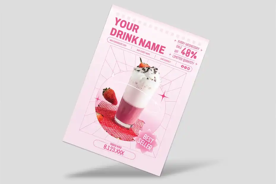 طرح لایه باز تراکت آبمیوه فروشی Beverage - 1