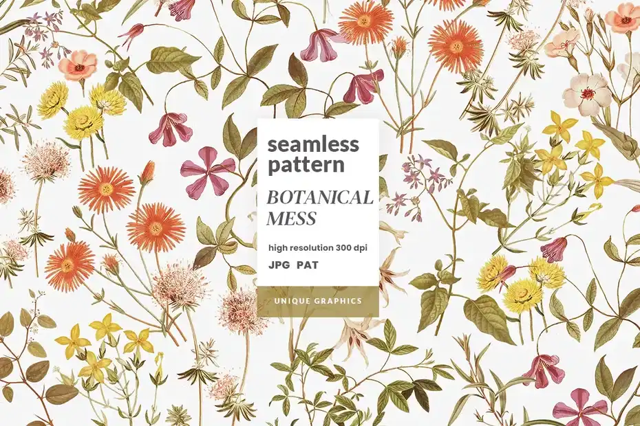 دانلود پترن گل و گیاه Botanical Mess Pattern - 2 پترن گل و گیاه Botanical Mess Pattern - 1