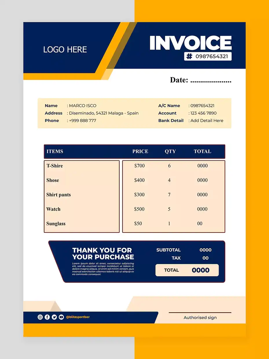 طرح لایه باز فاکتور تجاری 2 - 1