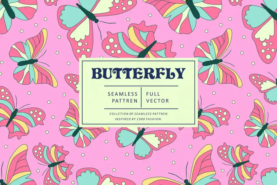 پترن پروانه Butterfly Seamless Pattern 4 - 1