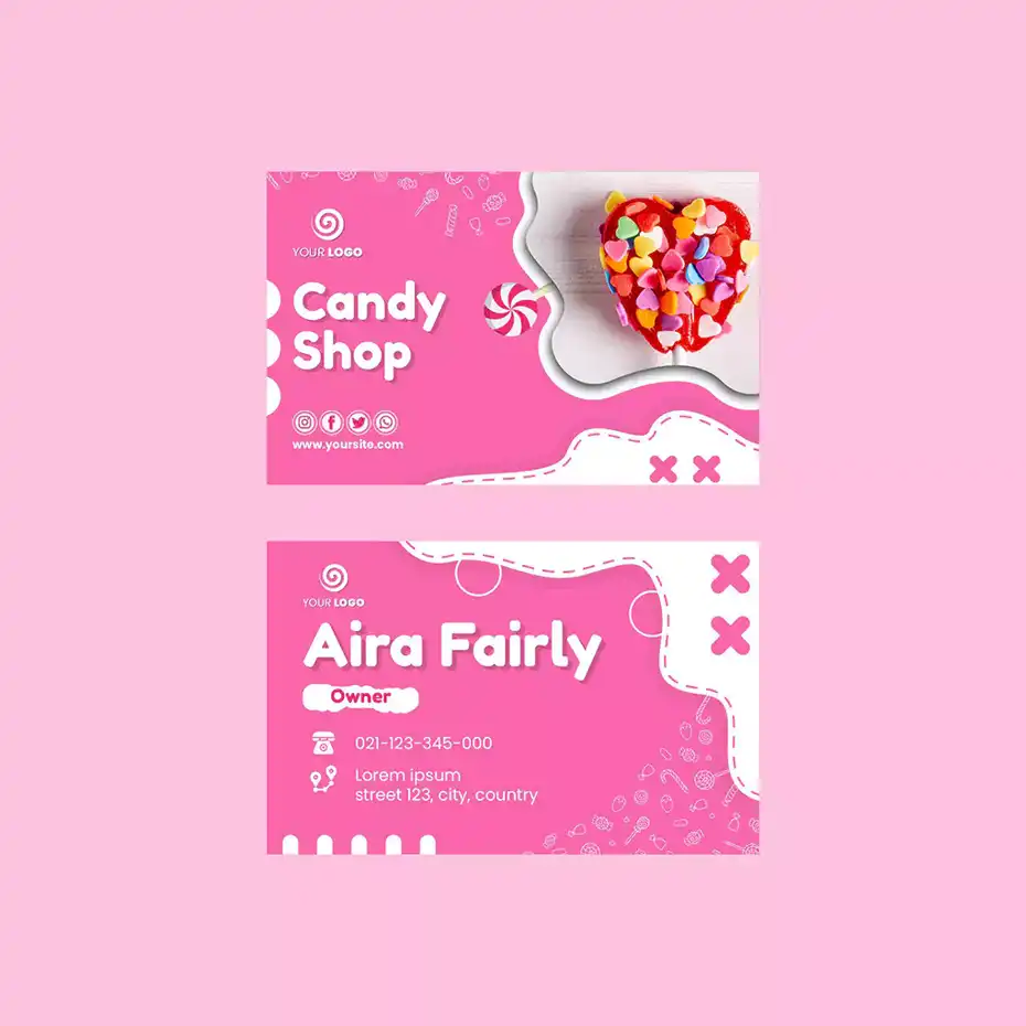 طرح لایه باز کارت ویزیت فروشگاه شکلات 1 - 1
