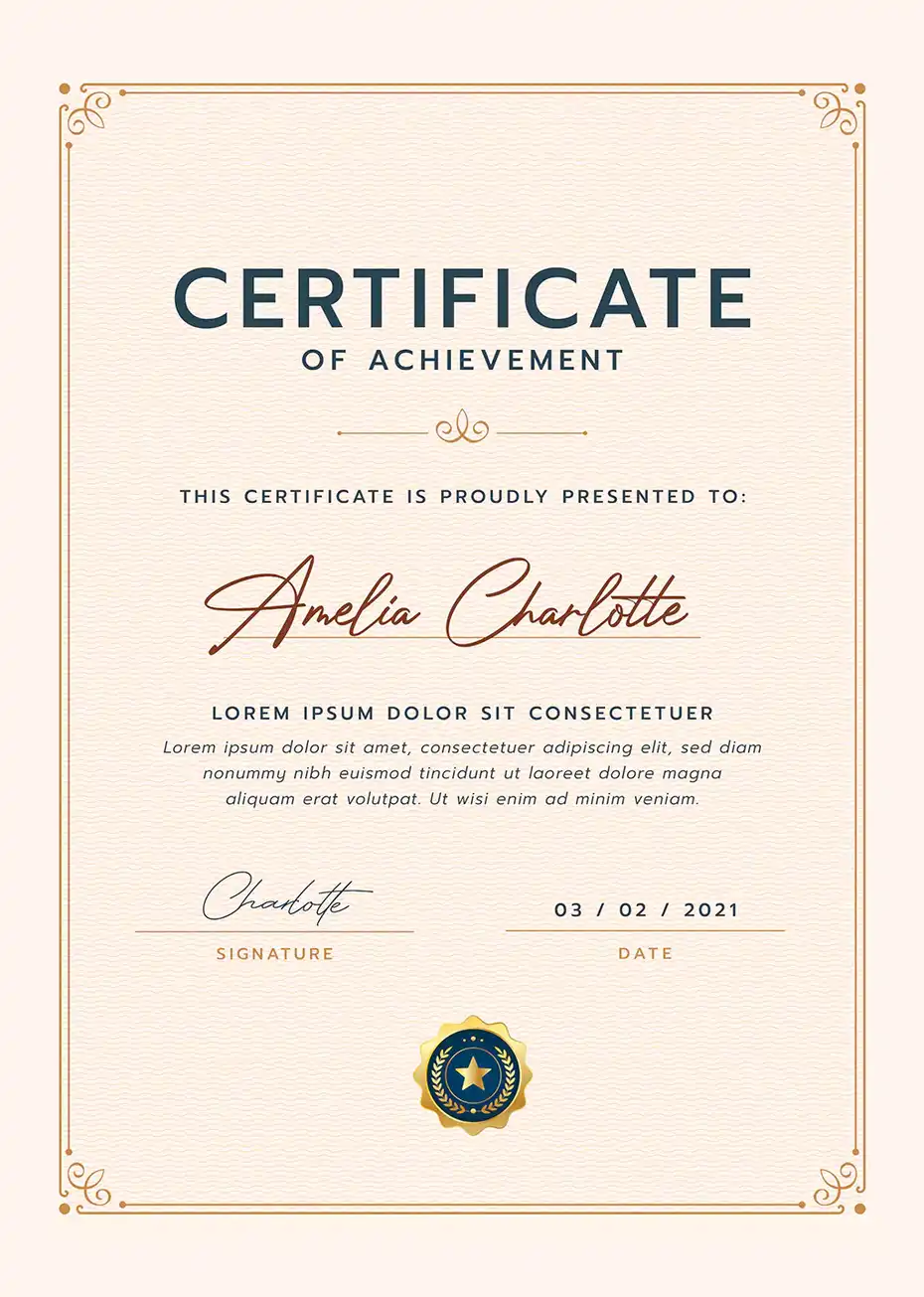 طرح لایه باز لوح تقدیر Certificate - 1
