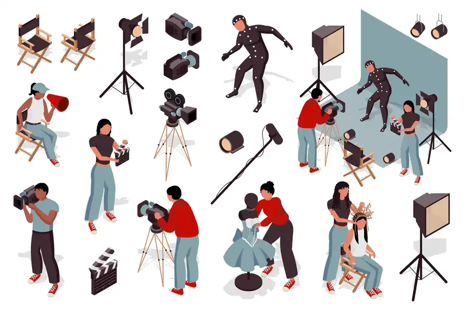 دانلود ایلوستریشن ایزومتریک فیلمبرداری Cinematography Isometric People - 2 ایلوستریشن ایزومتریک فیلمبرداری - 1