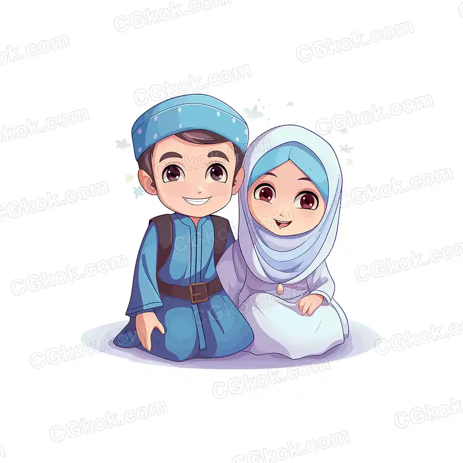 وکتور پسر و دختر مسلمان کارتونی - 1
