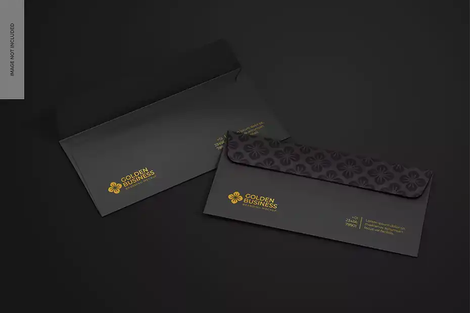 موکاپ پاکت نامه Dl envelopes mockup opened and closed - 1