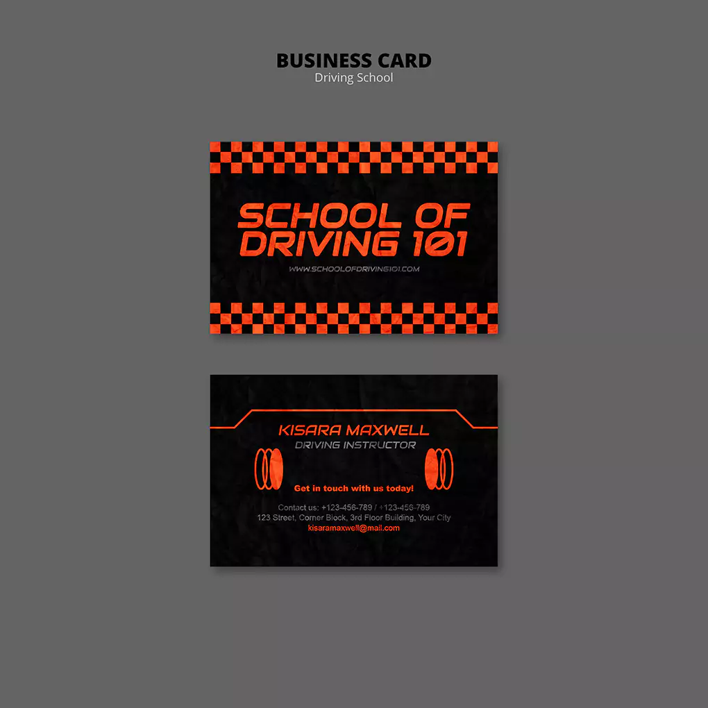 طرح لایه باز کارت ویزیت آموزشگاه رانندگی 2 - 2