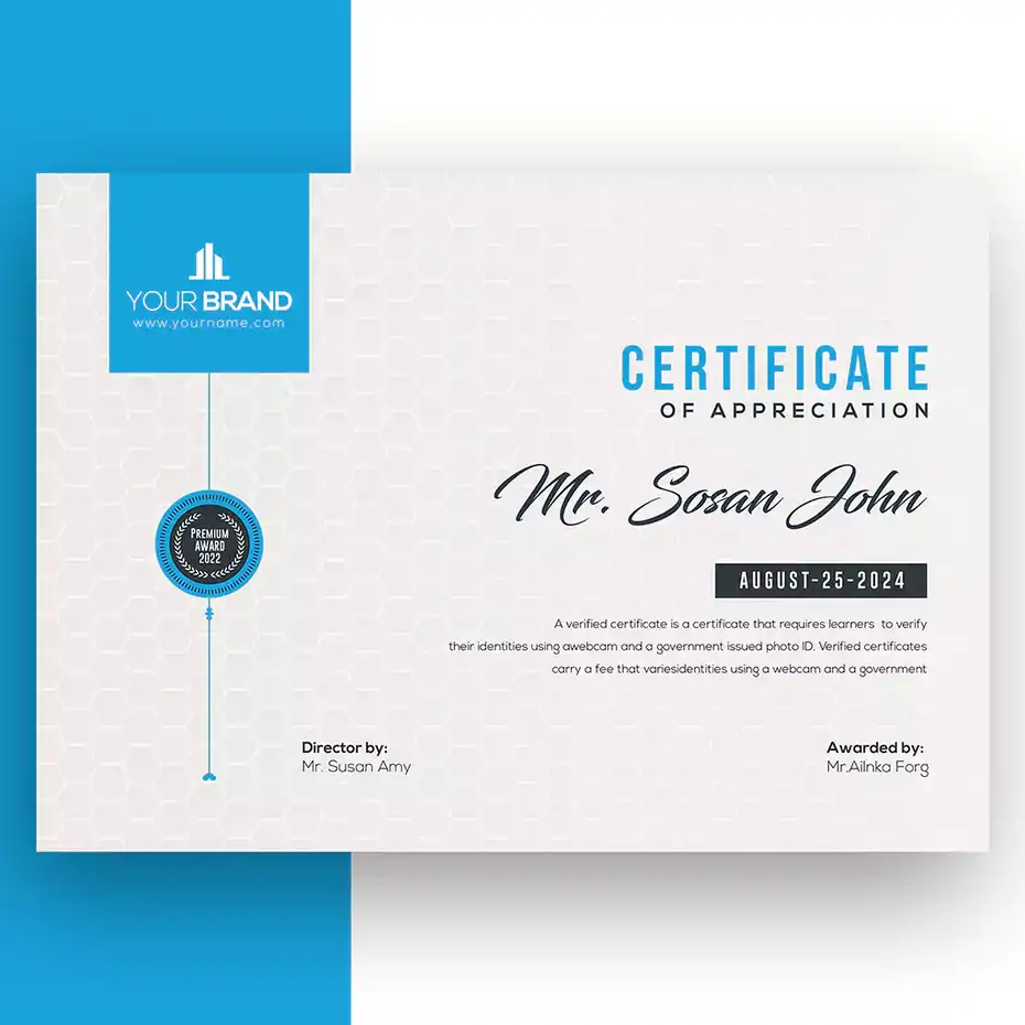 طرح لایه باز لوح تقدیر Elegant certificate template - 1