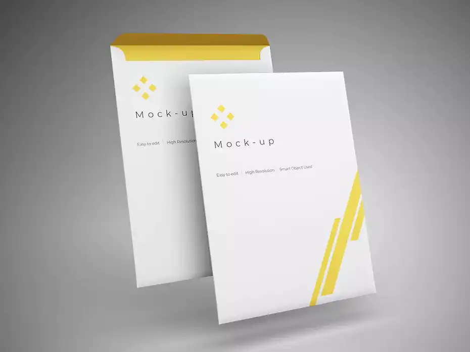 موکاپ پاکت نامه Envelope mockup 3d render front and back view - 1
