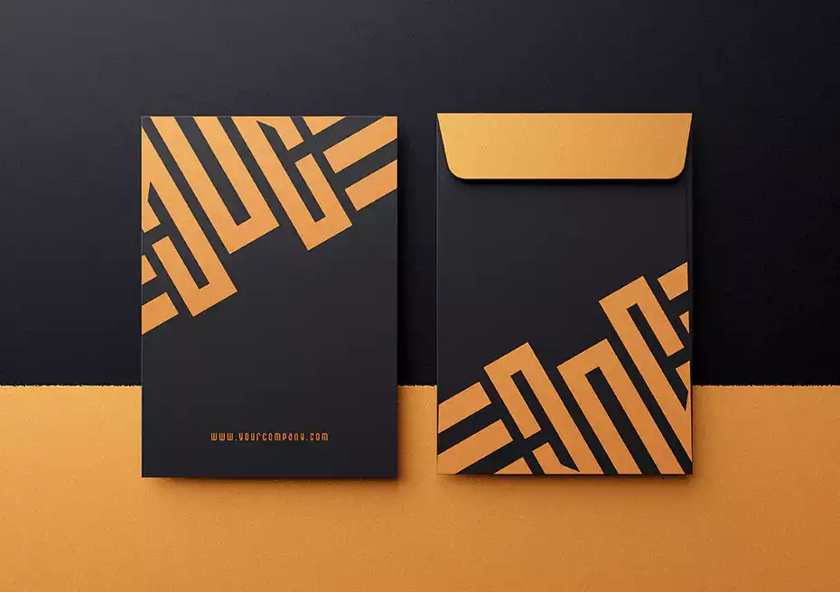 موکاپ پاکت نامه Envelope mockup in dark color a4 size - 1