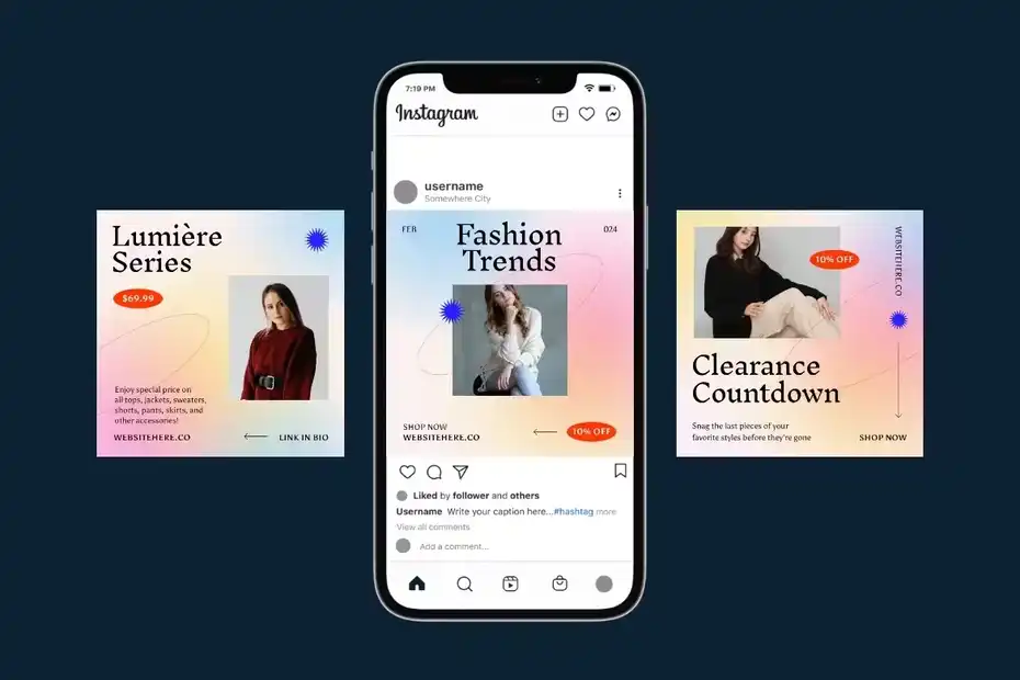 طرح لایه باز پست اینستاگرام فشن Gradient Fashion - 1