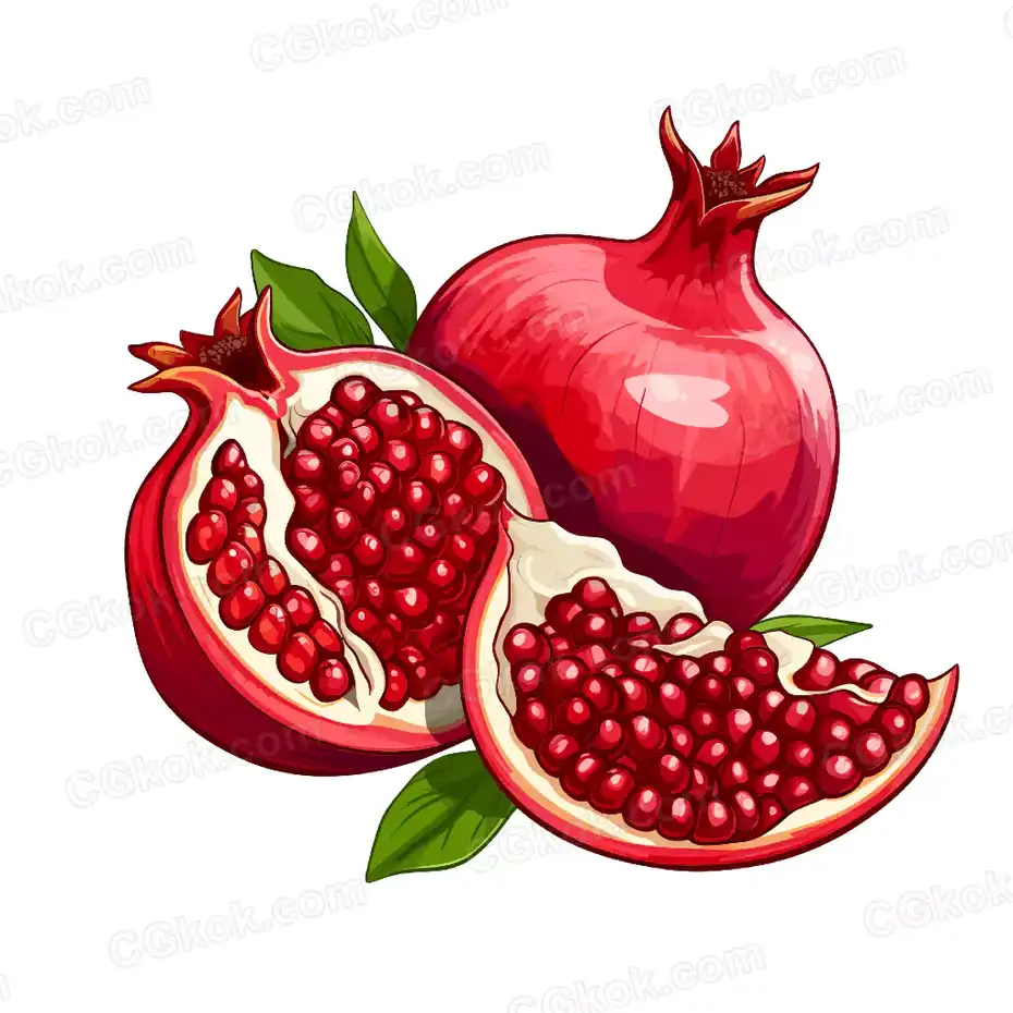 وکتور انار Hand drawn flat color pomegranate fruit illustration - 1