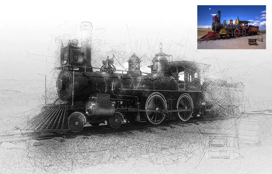 دانلود اکشن فتوشاپ تبدیل عکس به طراحی دستی Hand Drawn Photoshop Action - 4 اکشن فتوشاپ تبدیل عکس به طراحی دستی - 3