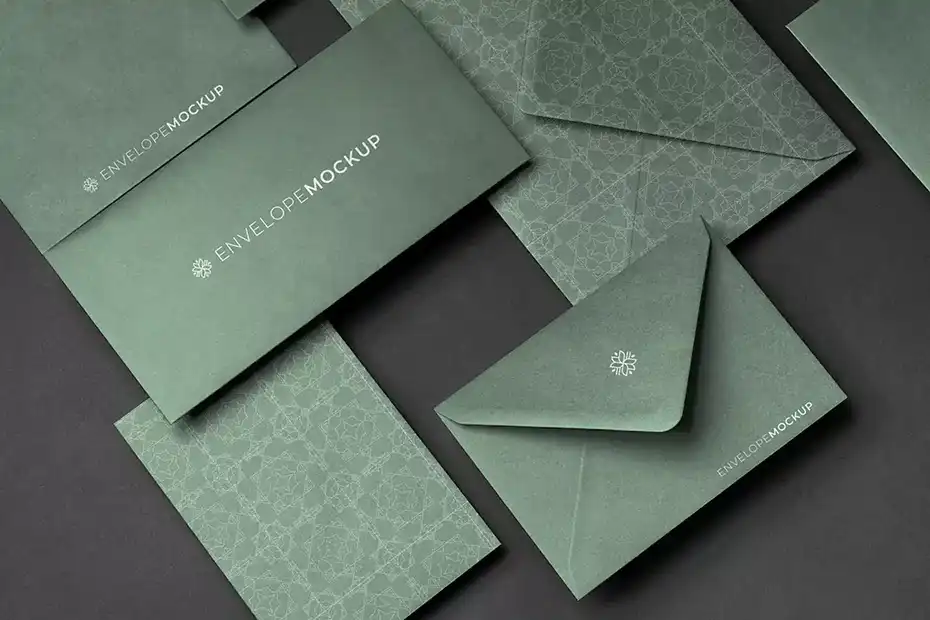 موکاپ پاکت نامه High angle of dark envelope mock-up - 1