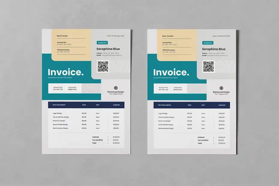 طرح لایه باز فاکتور Invoice Templates - 1